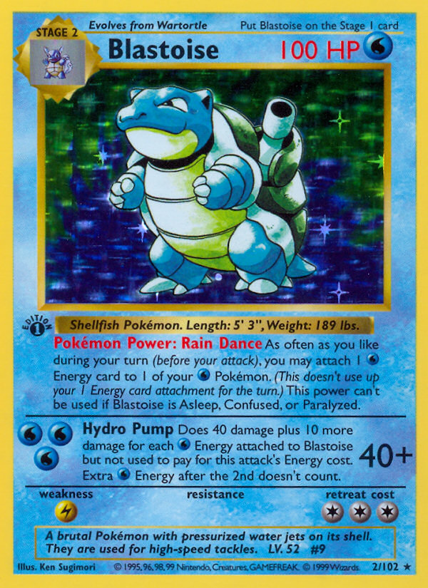 1999 Blastoise Holo graded PSA 9